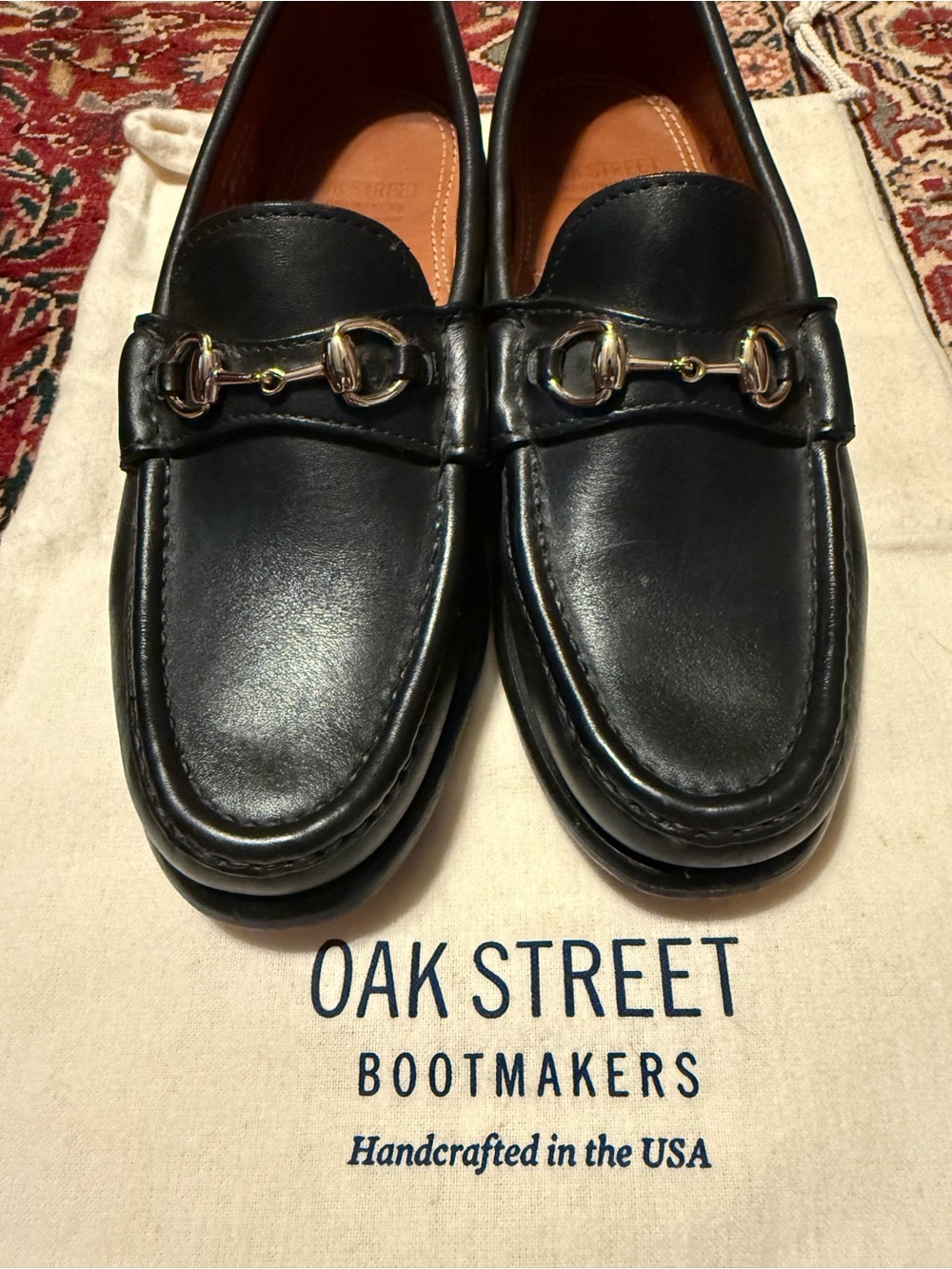 Oak Street Bootmakers Black Leather Horsebit Loafers